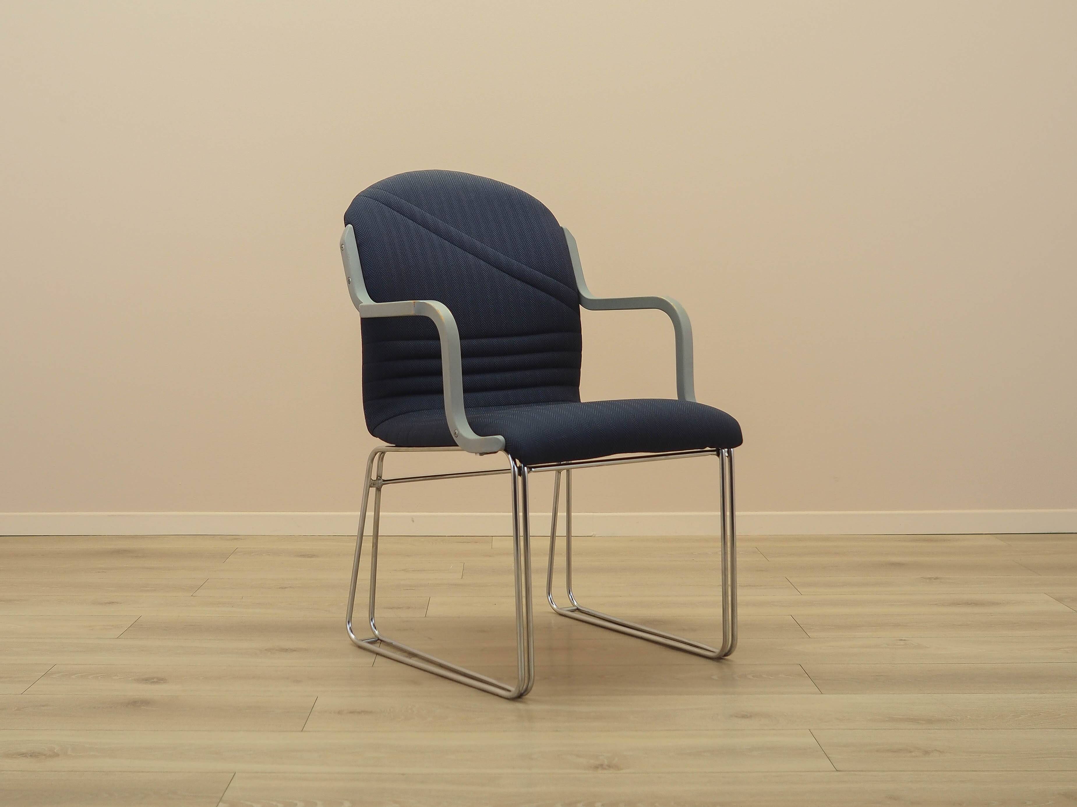 Italian cantilever chair 1990s blue fabric upholstery