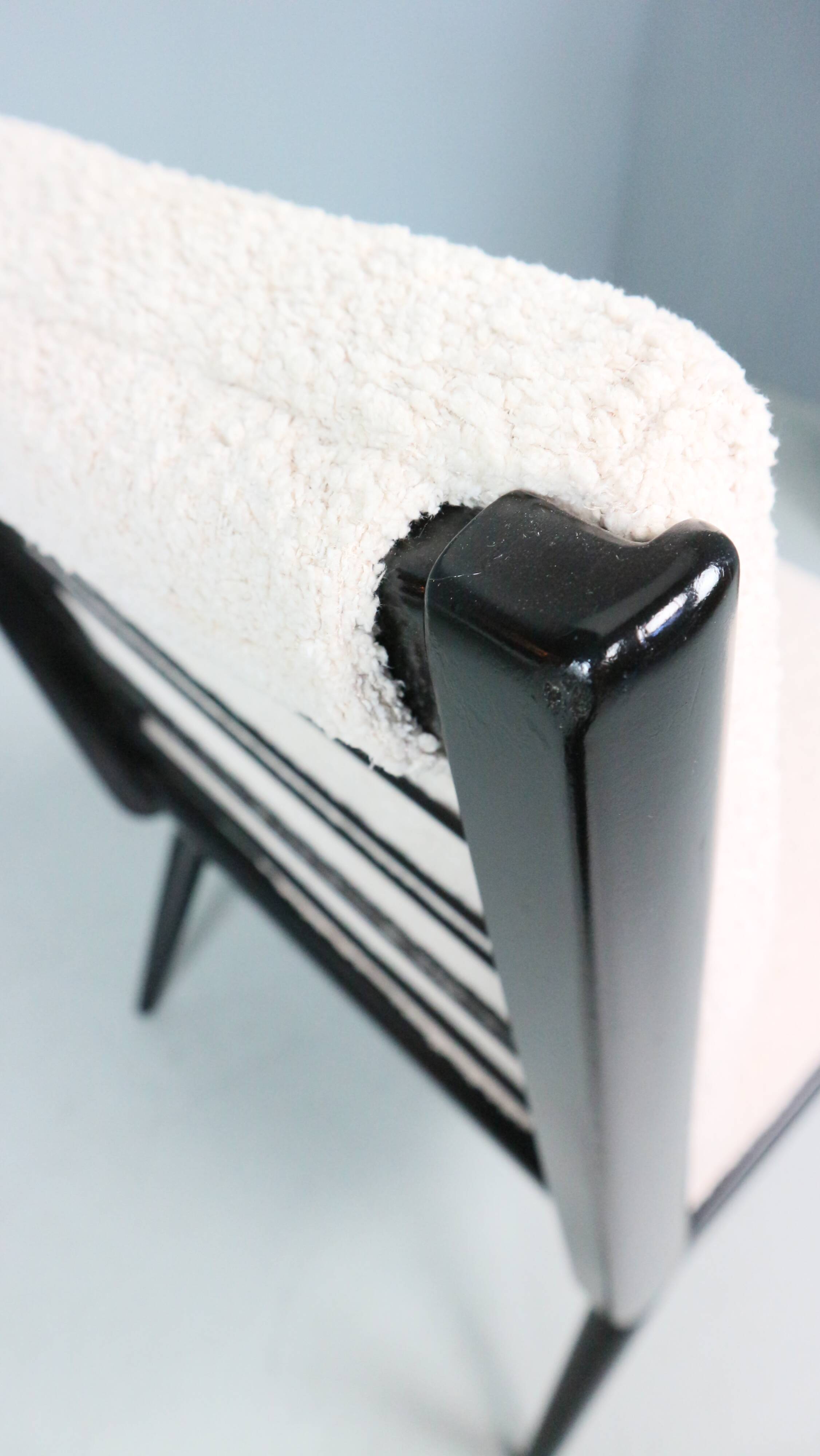 2x 'boomerang' h. mitzlaff, e. schmidt for soloform, bouclé lounge chairs, 1953