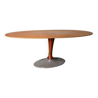 Table basse vintage tchèque, bois et métal