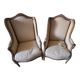 Pair of restored Louis XV wingback armchairs – new fabric