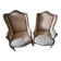 Pair of restored Louis XV wingback armchairs – new fabric