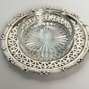 Silver metal ramekin with glass insert, ribbons, bows
