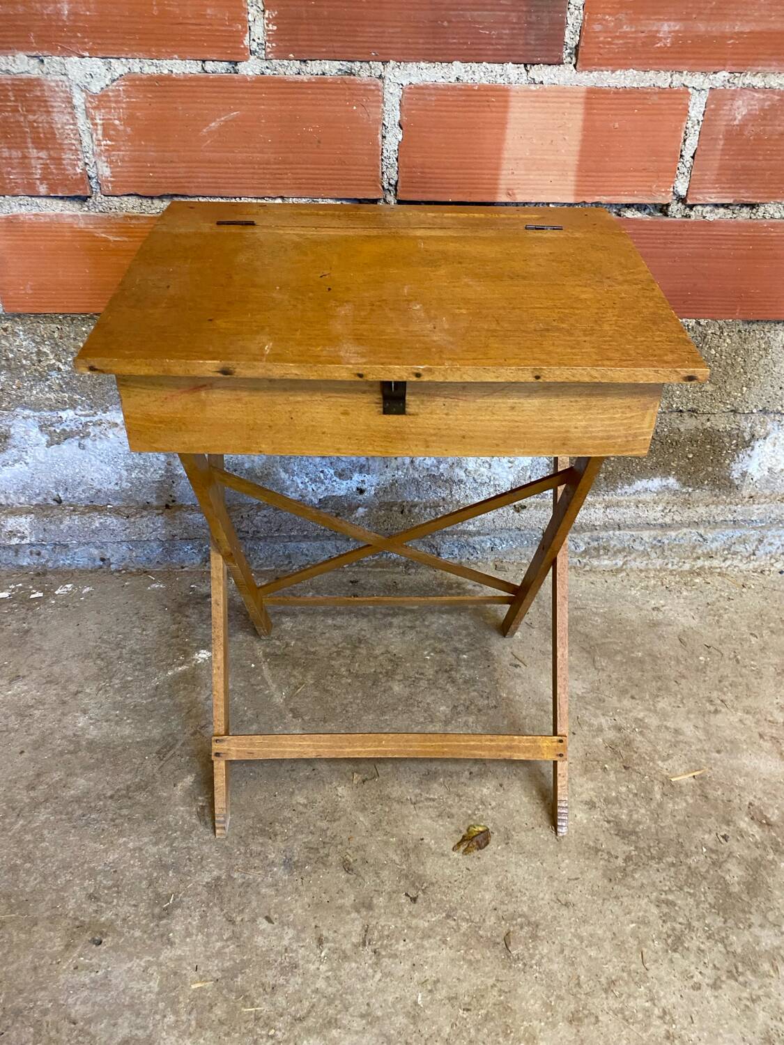 Antique children's wooden folding desk with case 50s vintage