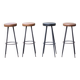 Set of 4 bar stools, metal and imitation leather stool, high stool