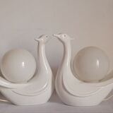 Pair of swan table lamps