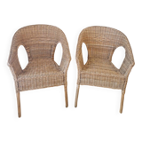 Paire de fauteuils rotin