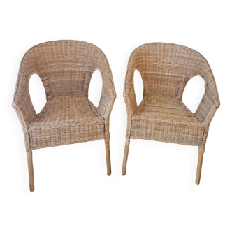 Paire de fauteuils rotin