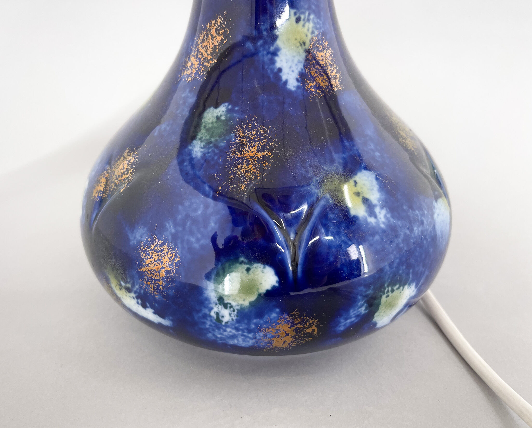 Mid-century Ceramic & Fabric Table Lamp, Czechoslovakia