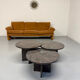 Vintage 1970s design round granite nesting coffee table with 3 elements.