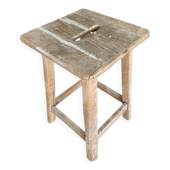 Workshop stool in patinated wood