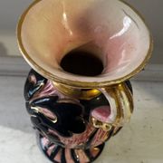 Vintage Vallauris vase amphora with relief floral decoration.