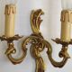 Stylish Vintage French Bronze Double Wall Sconce with Acanthus Leaf Detail