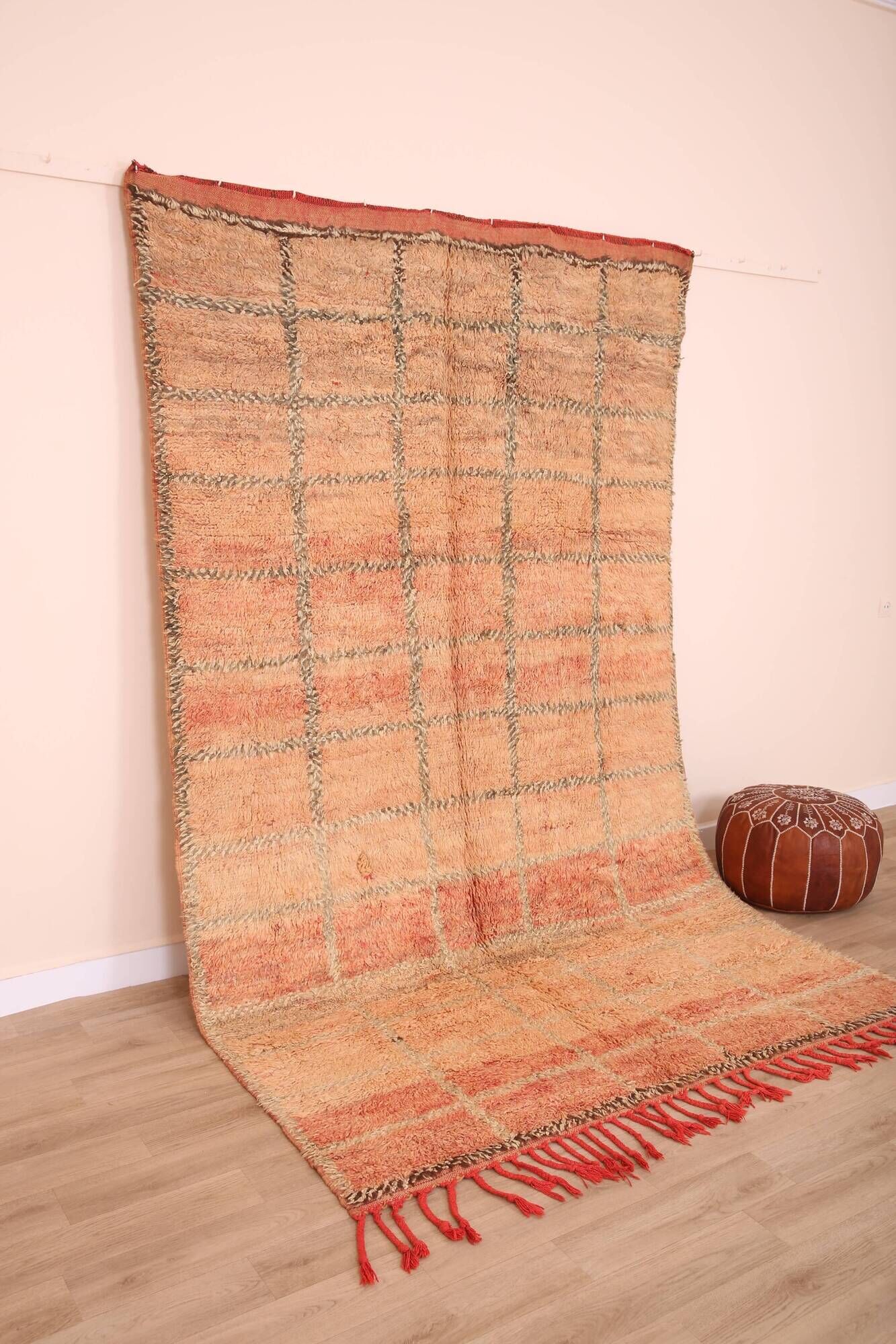 Peach Vintage Moroccan Rug 175 x 285 cm, Berber Wool Rug Handmade, Boho Rug
