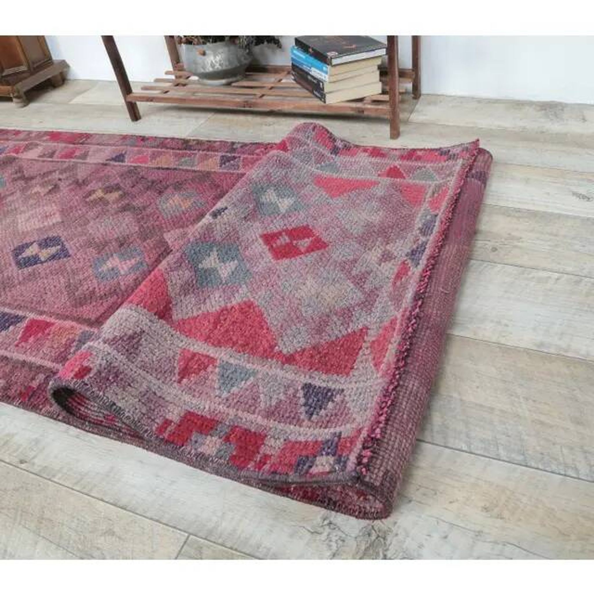 1960s - Vintage Turkish Hand-Knotted Herki Runner Rug - 75x365