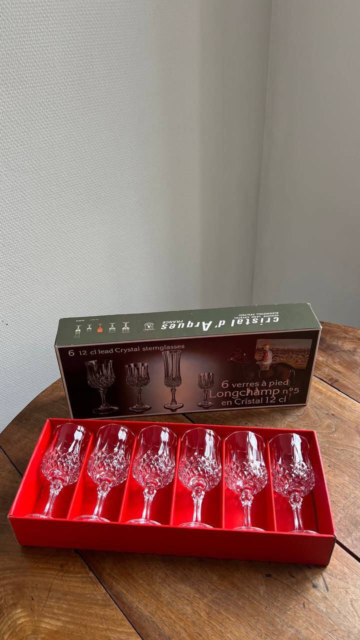 Cristal d’Arques Longchamp – Set de 6 verres à pied n 5 – Vintage 24% PbO