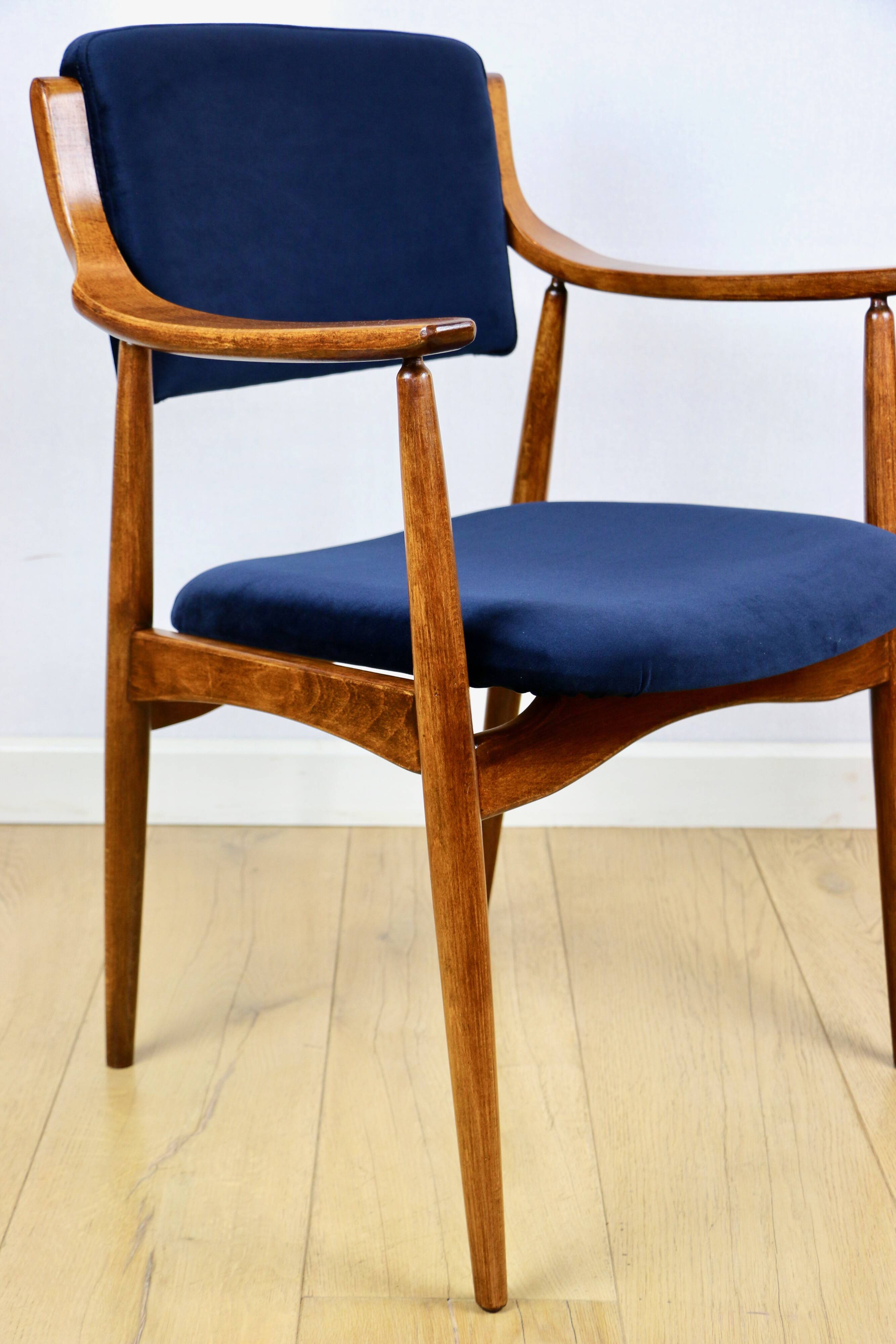Danish office armchair vintage - navy blue