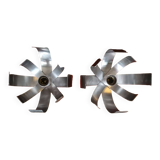 Pair of brushed steel wall lights - Jocelyne Trocmé - 1970s
