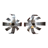 Pair of brushed steel wall lights - Jocelyne Trocmé - 1970s