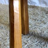 Tabouret tripode brutaliste en bois massif, années 80