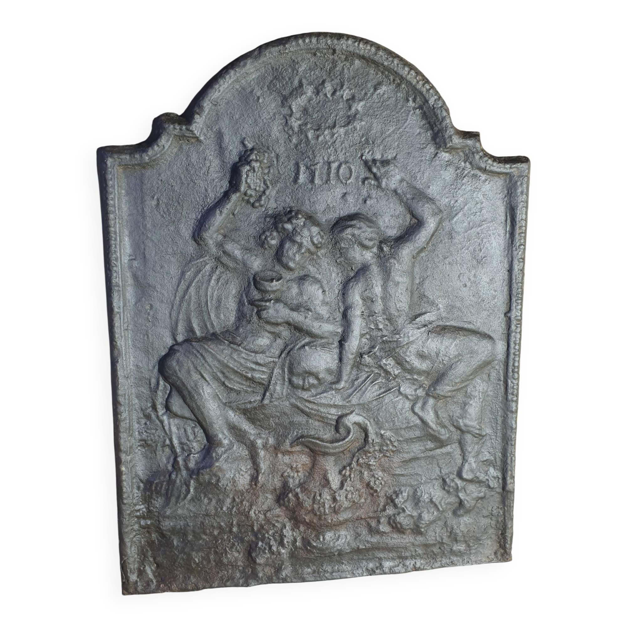 Cast iron fireplace plate - winemaking - 1710