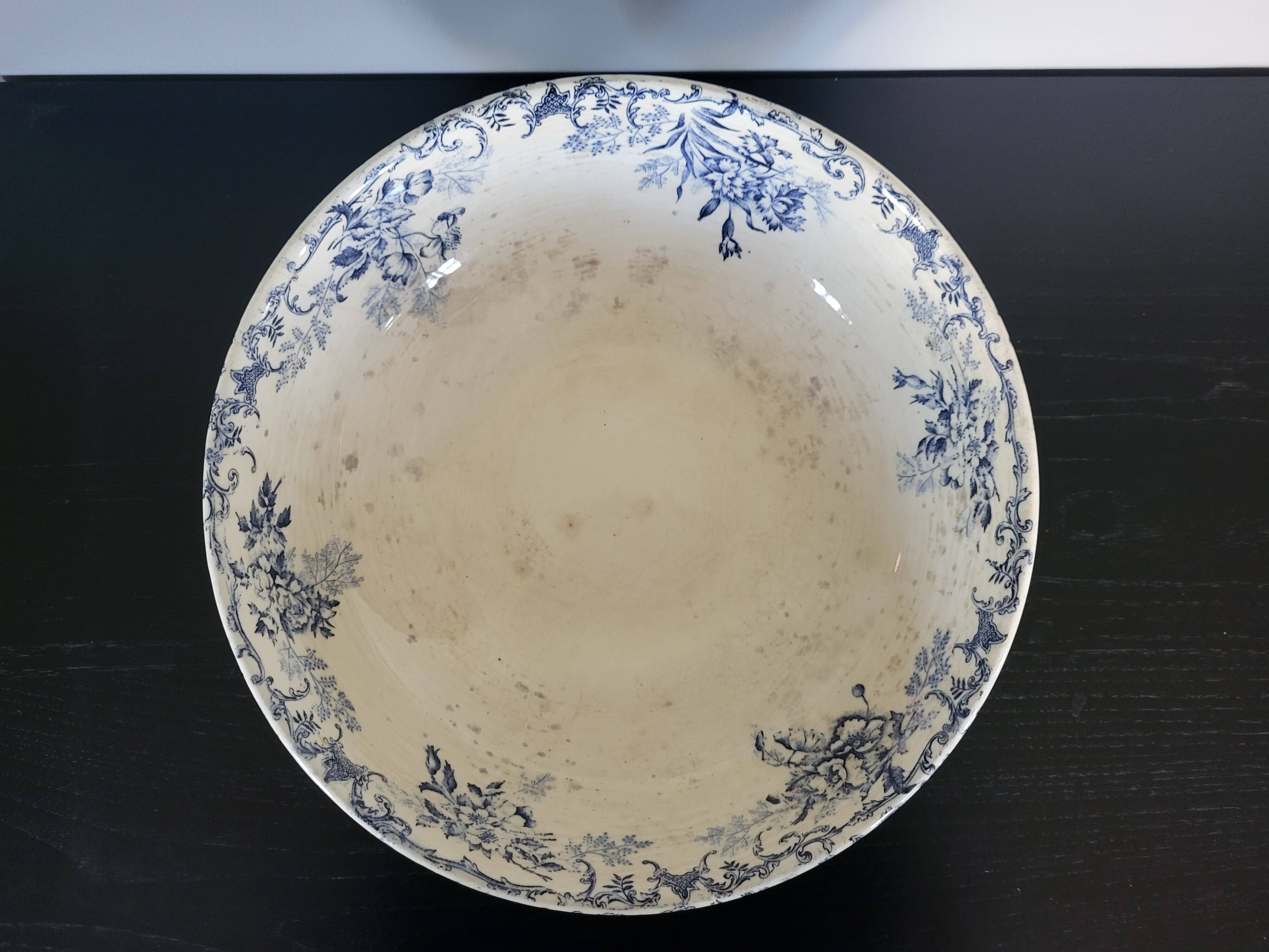 Floréal ironstone salad bowl on pedestal