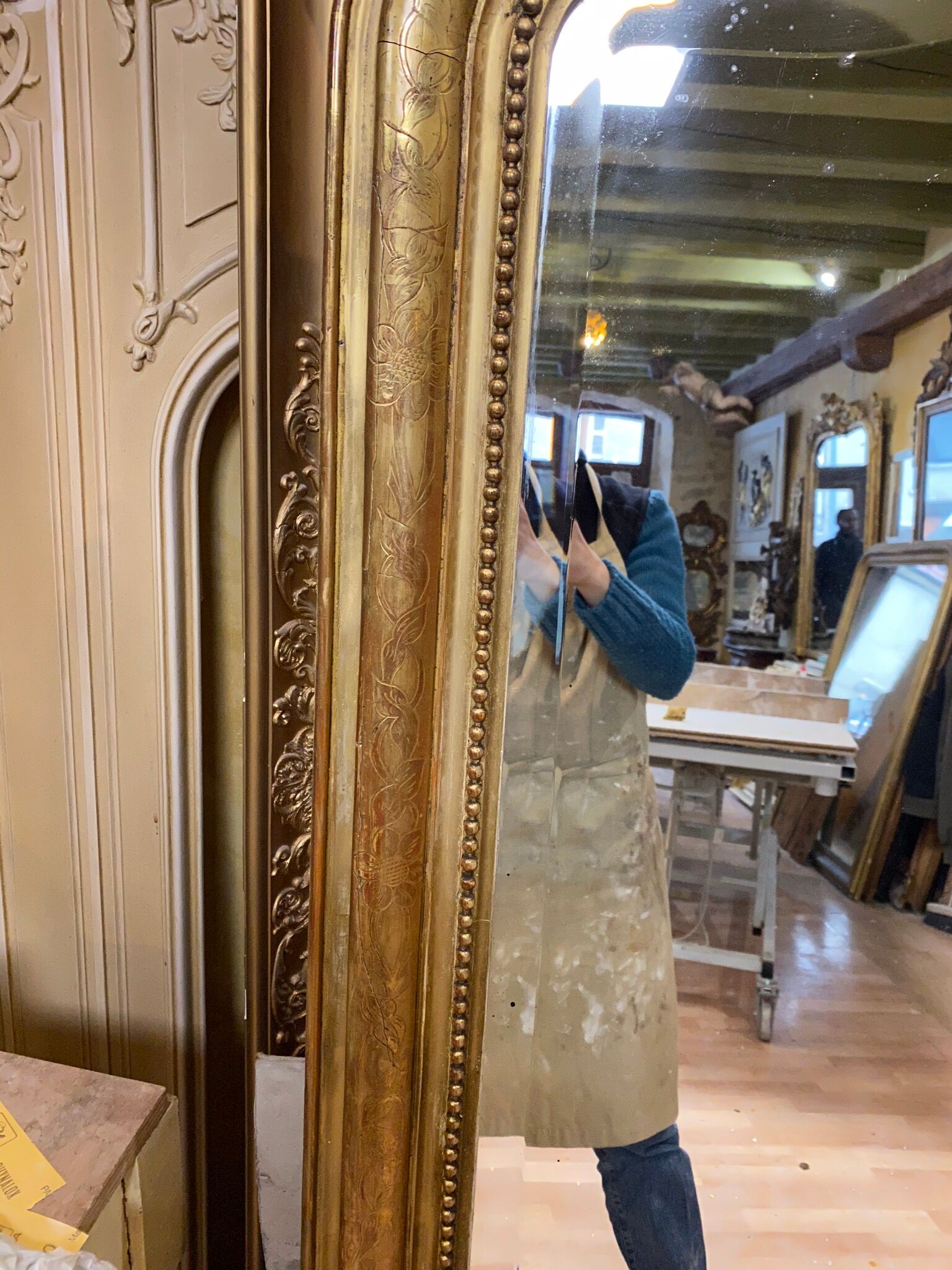Golden mirror Napoleon III 190x113cm