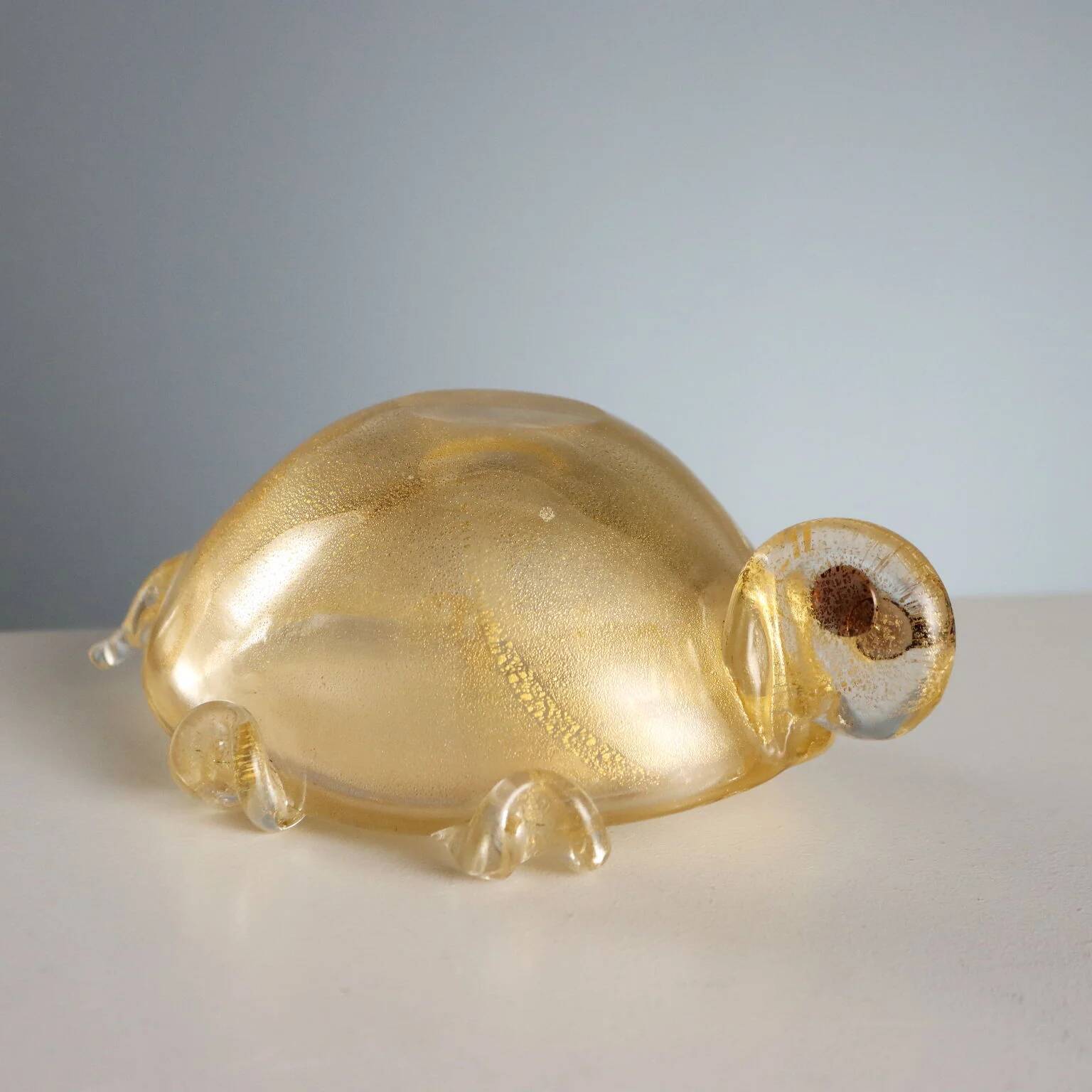 Cendrier en verre en forme de tortue, fabrication Murano, vintage XXe siècle