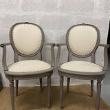 During 2 Louis XVI style armchairs