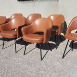 Set of 6 chairs and 2 knoll conference leather chairs