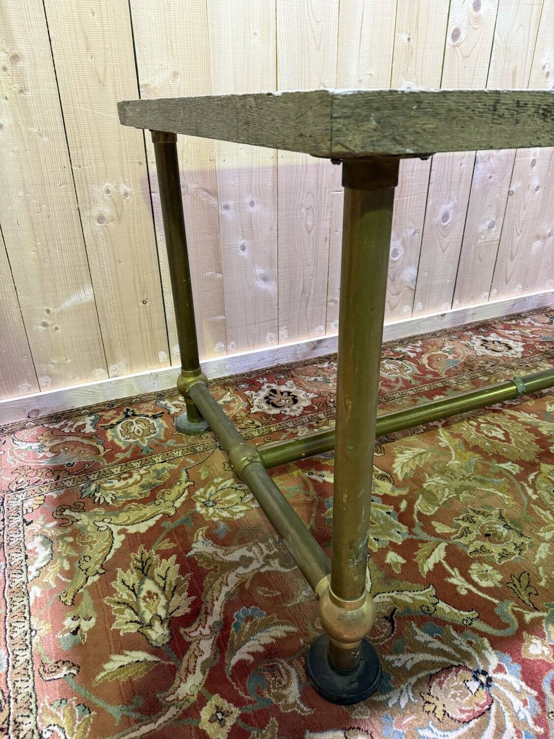 Workshop table in Oak and Brass