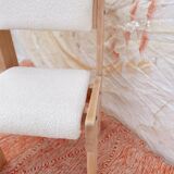 Brutalist chair in wood and boucle