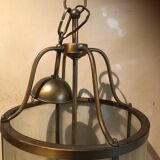 Large round lantern pendant in brass and glass