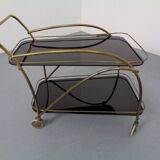 Mid-Century French Brass & Glass Serving Bar Cart, 1960s
