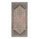 Vintage Turkish Oushak handmade wool cotton pink runner rug 117x254