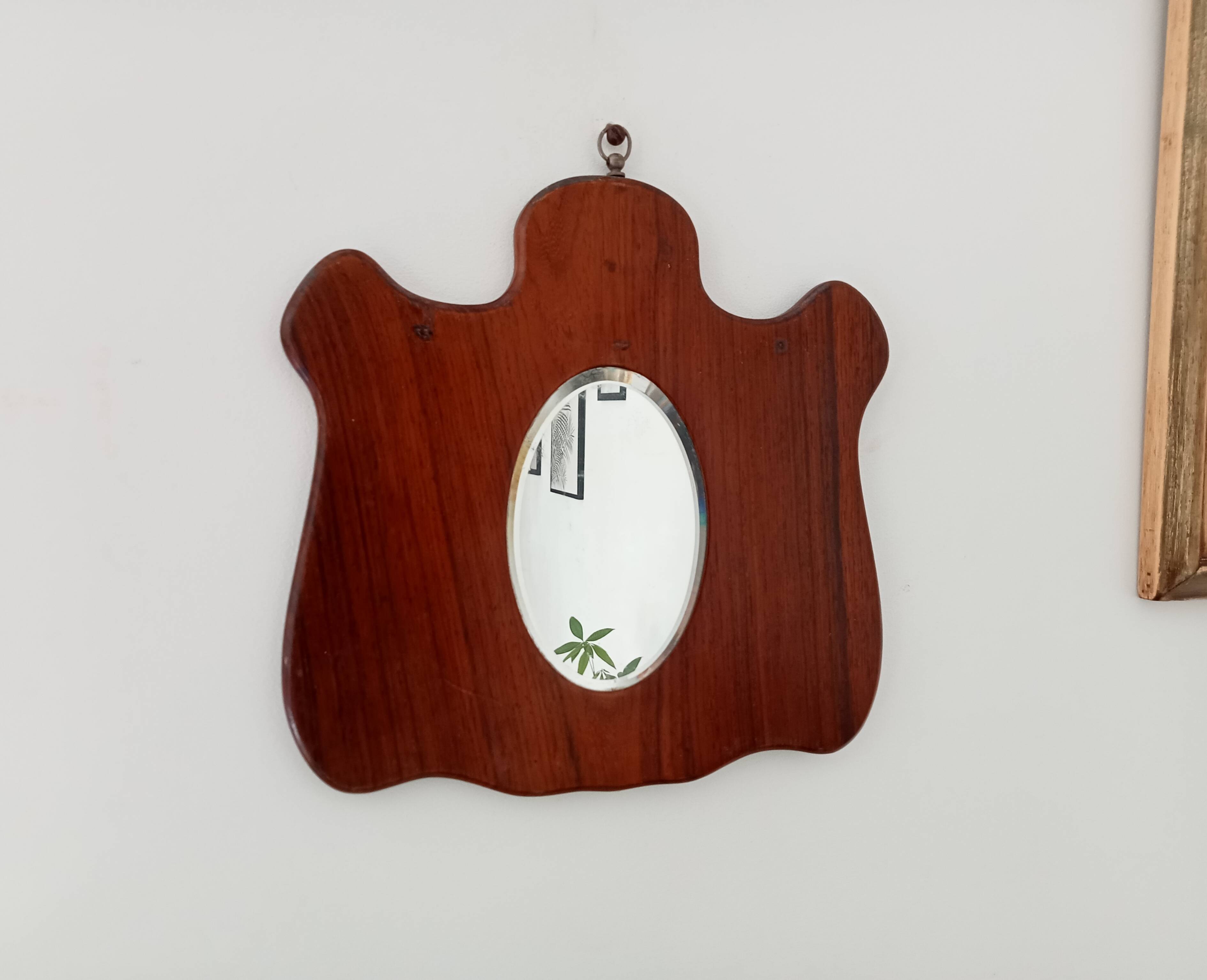 Small vintage free-form beveled mirror from the 60s