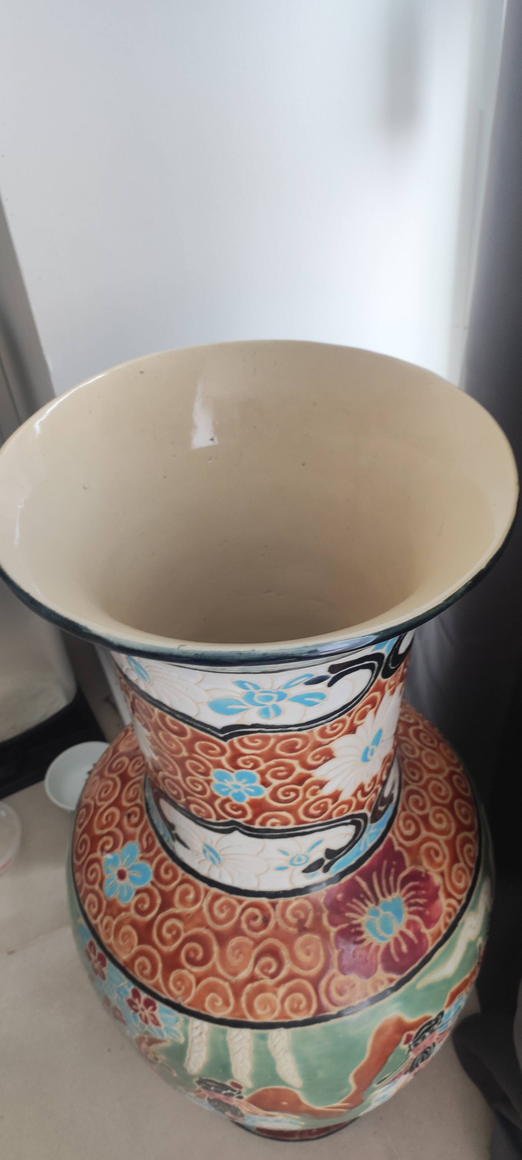 Exceptional Antique Chinese Vase Fencai Enamelled – Height 80 cm / Width 3