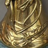 Massive bronze vase, decorated with bird figures and poppy flower.