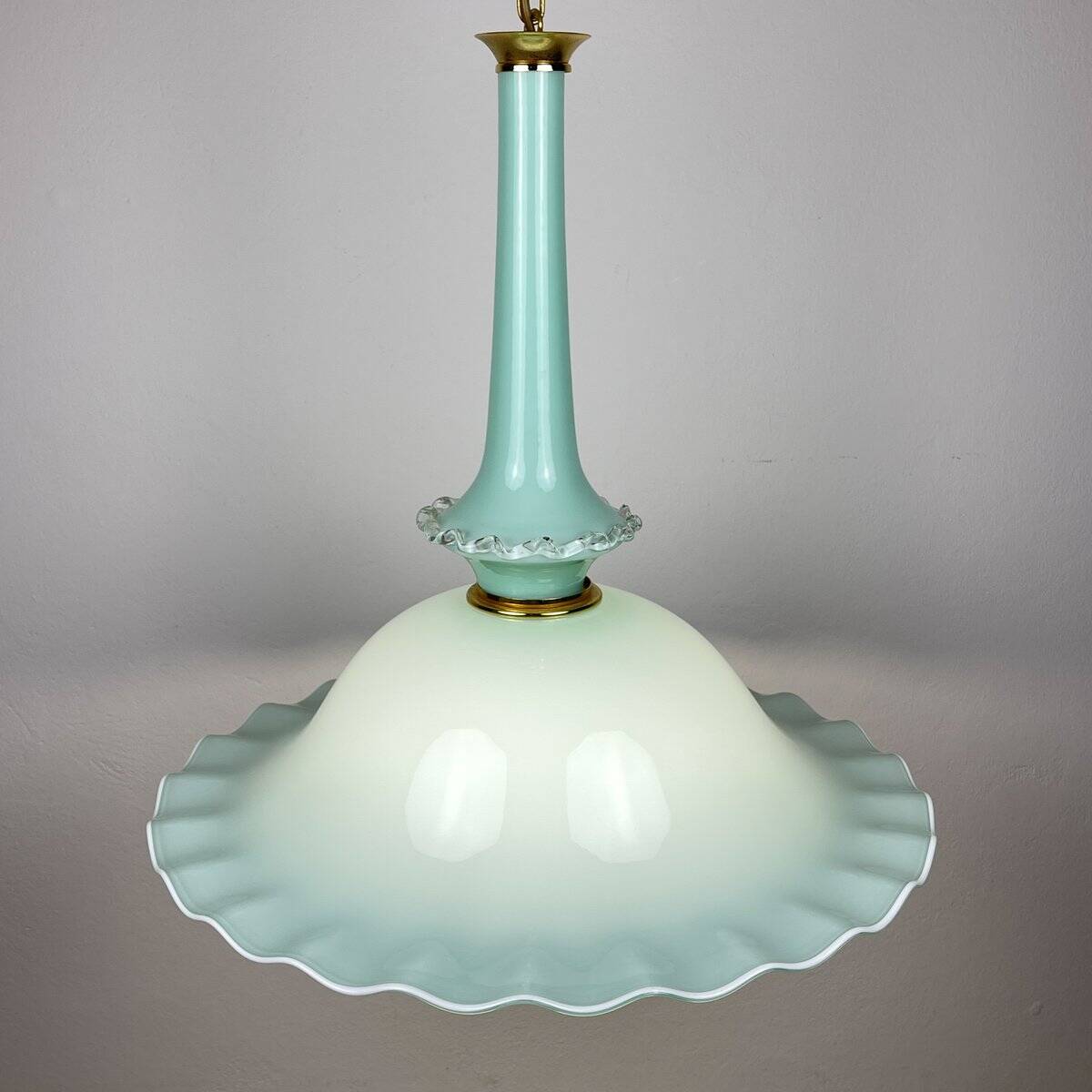 Vintage Murano glass pendant lamp attributed to Venini, Italy, 1970s.