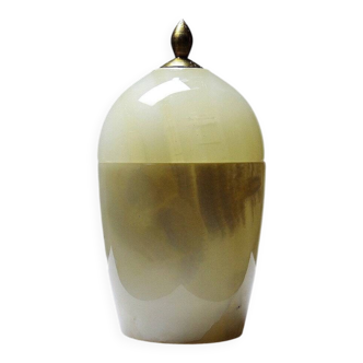 Petite boîte vintage marbre/albâtre beige et laiton