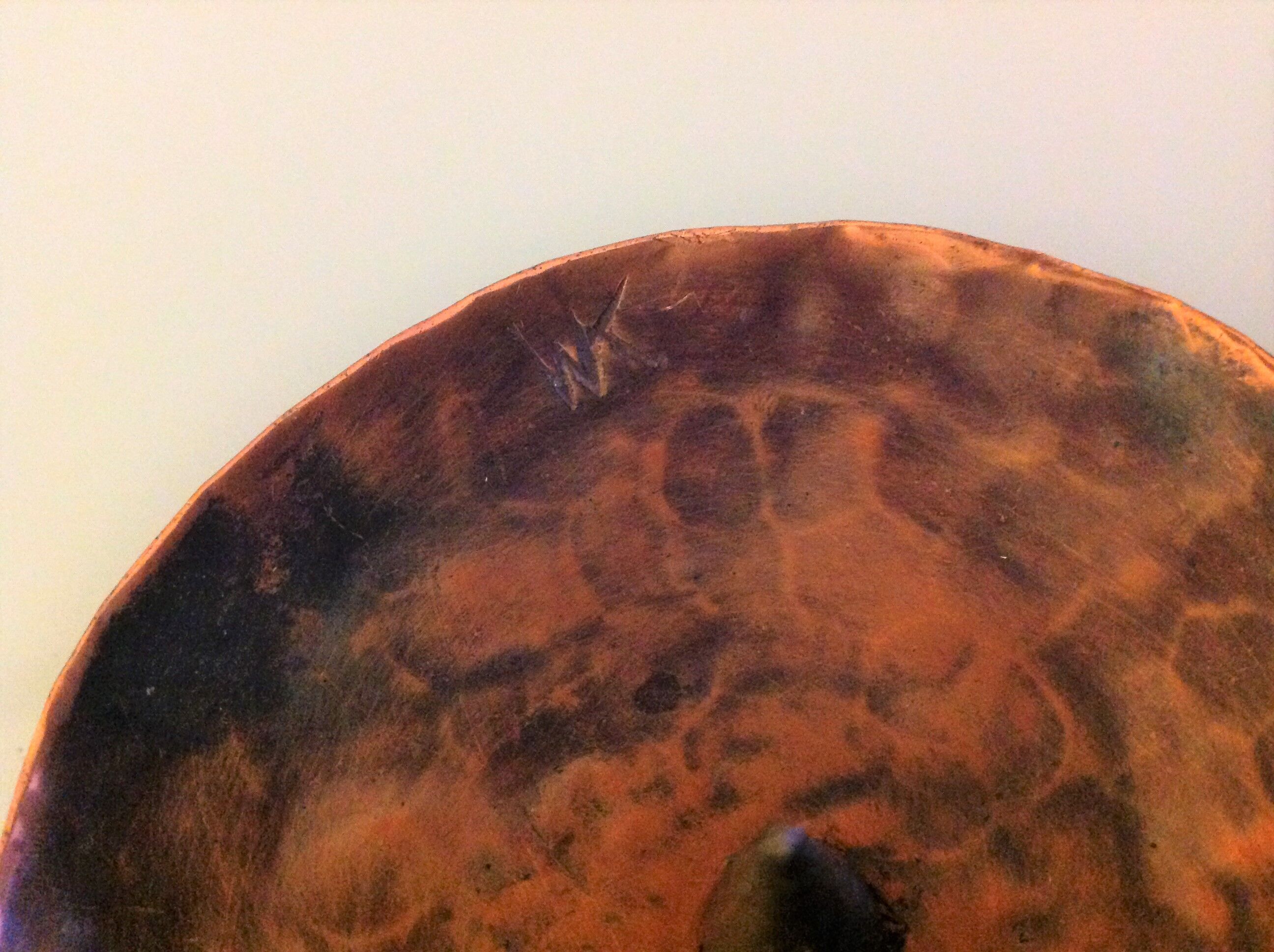 Scandinavian-style varnished copper candlestick / vintage 60s-70s