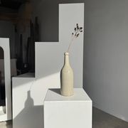 Bouteille vintage en grès beige moucheté H31