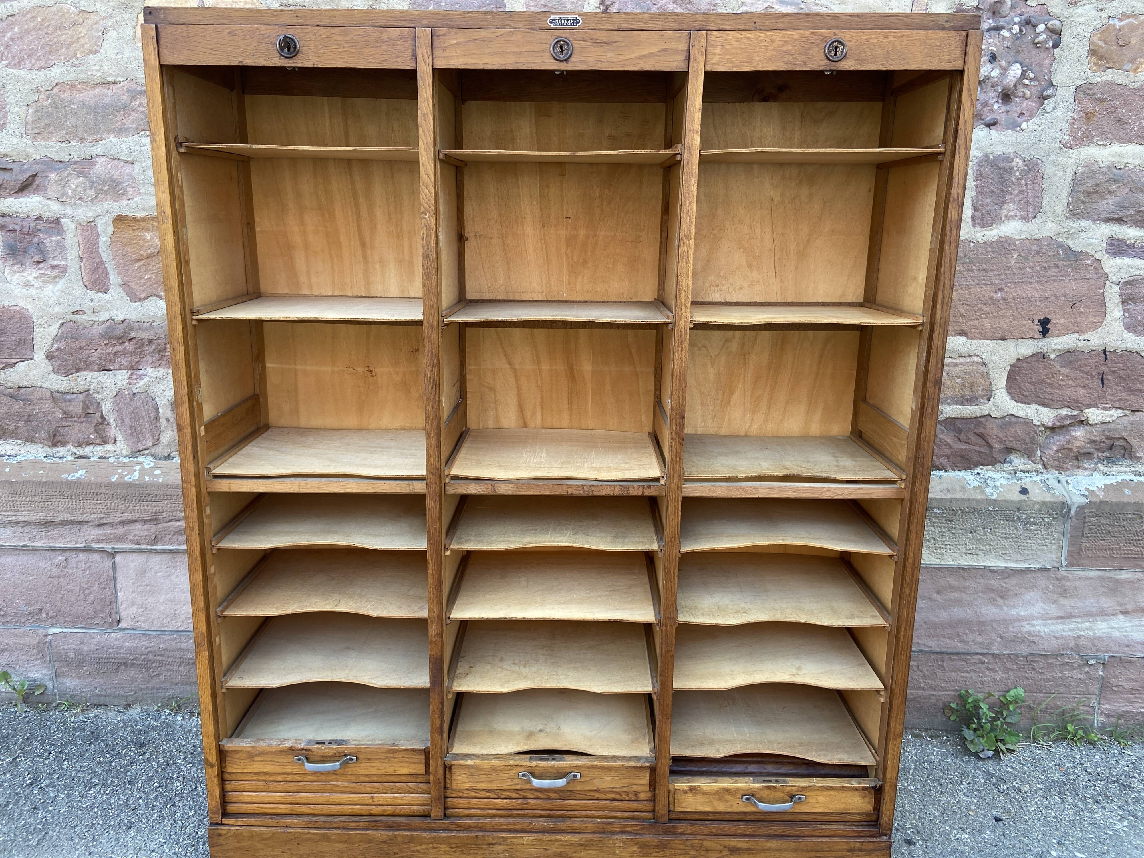 Vintage sliding curtain binder cabinet