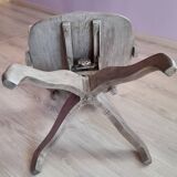 Swivel office chair in gray lacquered wood