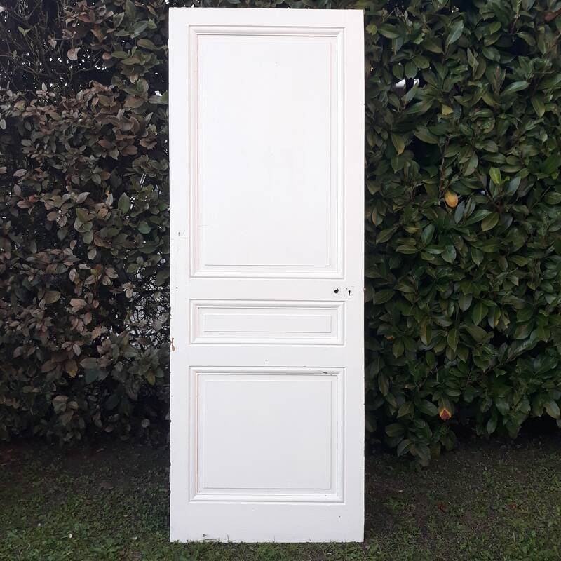 Communication door H218.5xL80cm, old panelled and moulded.