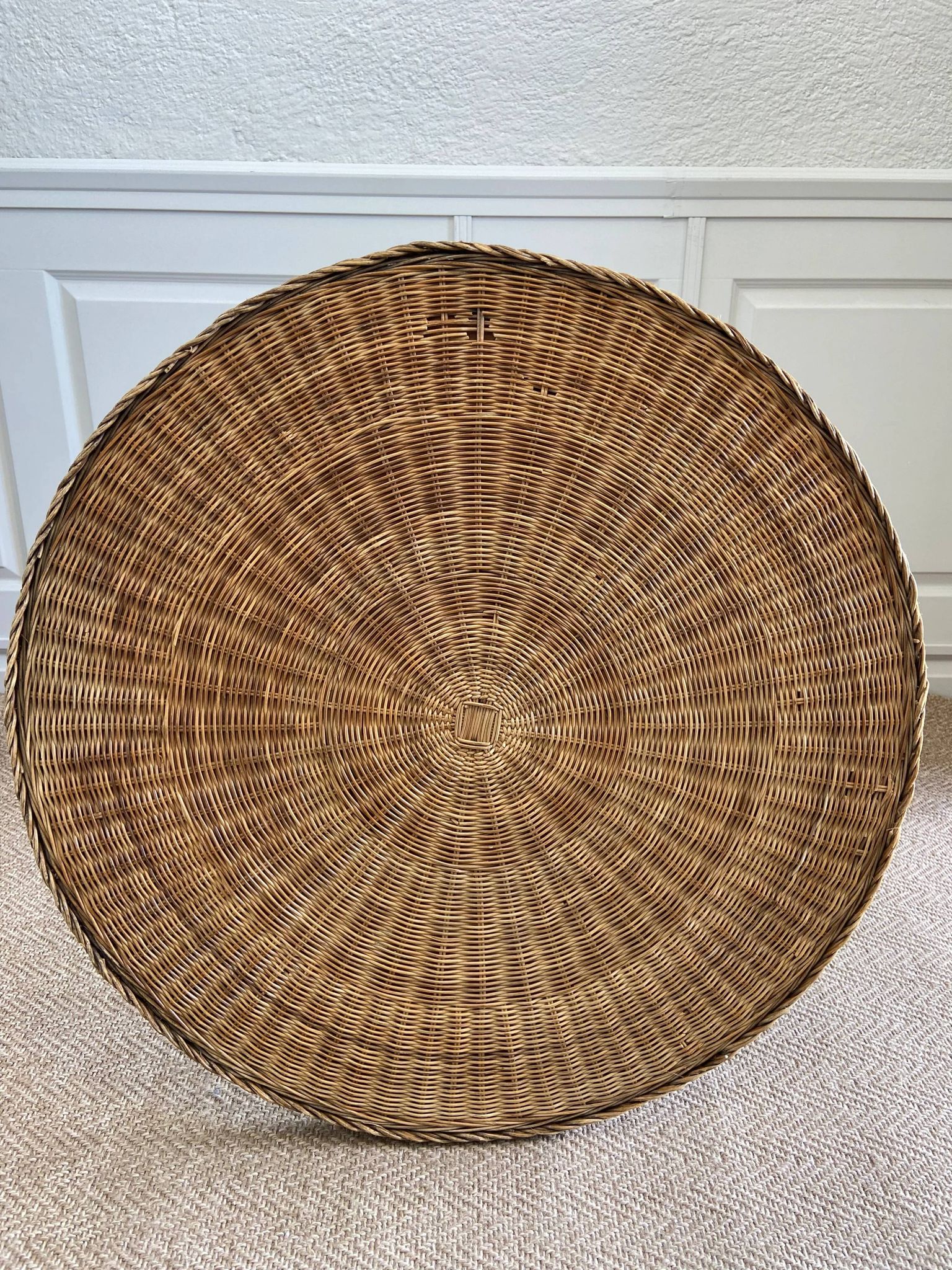 Table en osier Art Déco avec plateau en verre, Allemagne, vers 1920