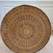 Table en osier Art Déco avec plateau en verre, Allemagne, vers 1920