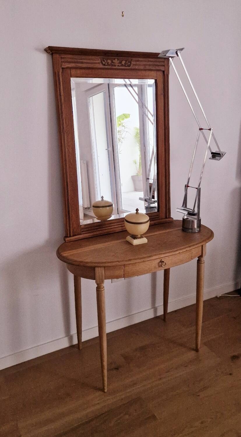 Louis XVI style oak desk console table