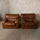 Pair camel leather armchairs