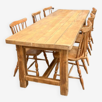 Ancienne table de ferme chêne massif 2m40
