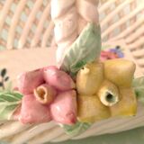 Empty pocket basket in woven white ceramic / vintage 60s-70s